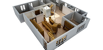 3D visual visualisatie interieur apotheek vogelvlucht render 3D visual visualisatie interieur apotheek vogelvlucht render