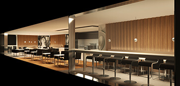 3D visual visualisatie interieur cafe bar loungebar render