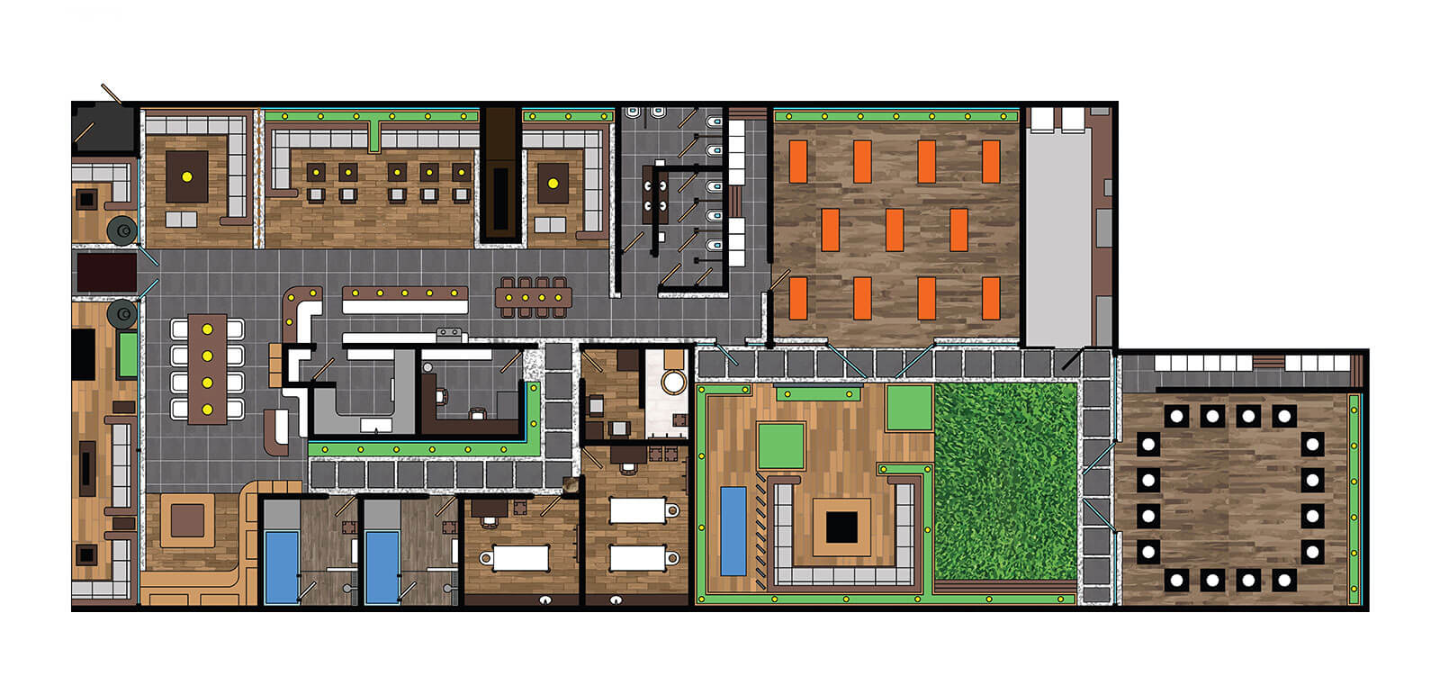 Bestektekening inkleuren plattegrond van winkel woning vloer plan concept laten maken